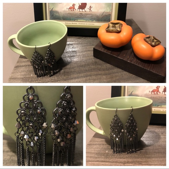 Silver chain statement earrings - Picture 2 of 3